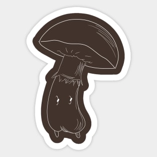 Boletus Mushroom White Lineart Sticker